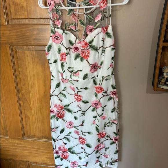 Green and Pink Sleeveless Halter Midi Dress for Wedding Guest - Picture 1 of 1